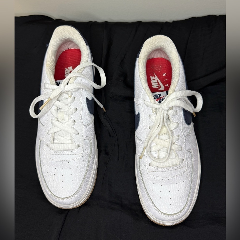 Nike Air Force 1 Low Gs “White Obsdian” Basketball Sneaker size 7Y - Picture 6 of 12